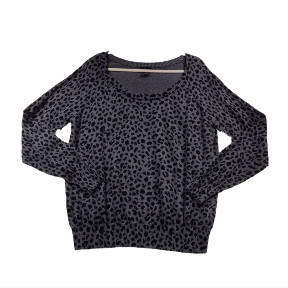 Vintage Torrid Cheetah Print Cotton Sweater Gray Black Size 2XL